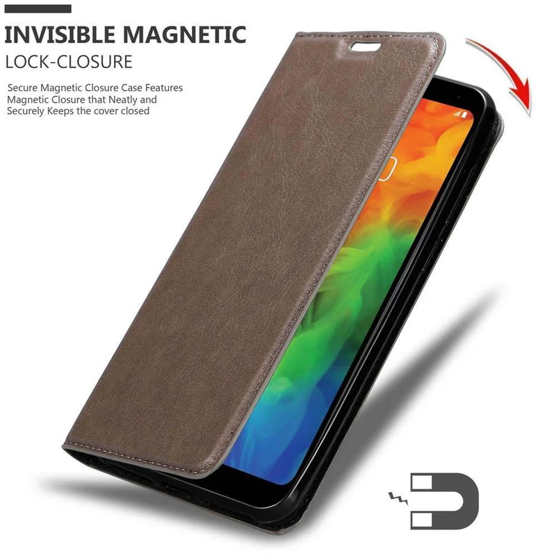 Cadorabo Hülle kompatibel mit LG Q7 / Q7a / Q7+ Schutzhülle mit Magnetverschluss, Standfunktion und Kartenfach