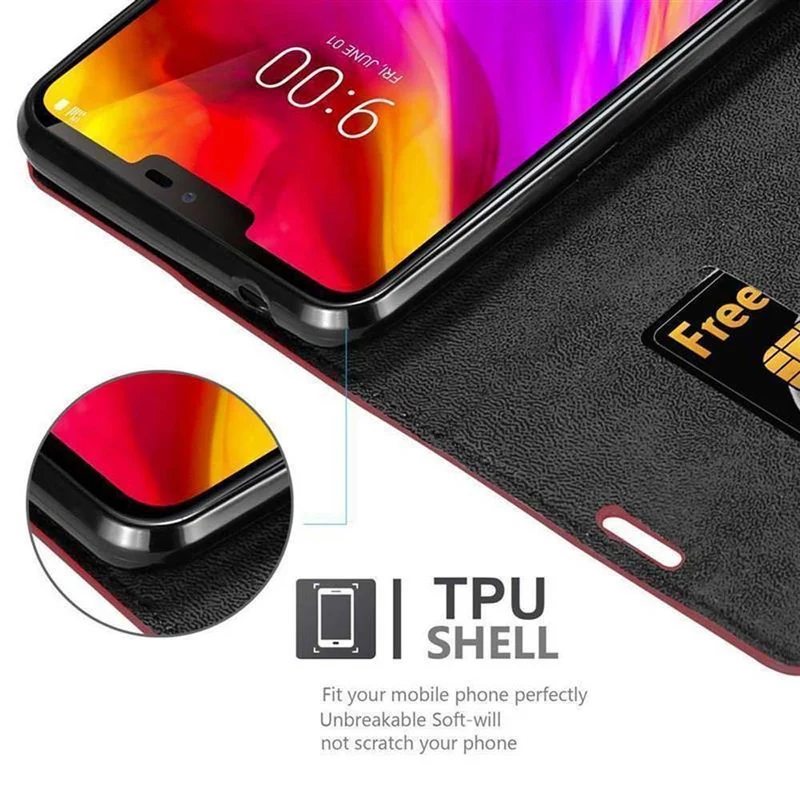 Cadorabo Hülle kompatibel mit LG G7 ThinQ / FIT / ONE Schutzhülle mit Magnetverschluss, Standfunktion und Kartenfach