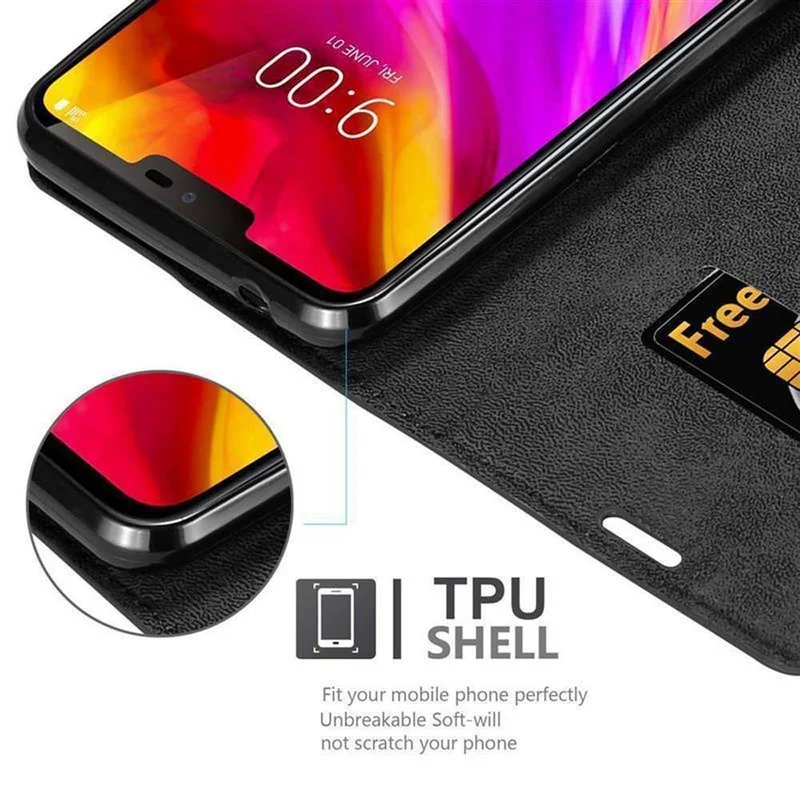 Cadorabo Hülle kompatibel mit LG G7 ThinQ / FIT / ONE Schutzhülle mit Magnetverschluss, Standfunktion und Kartenfach