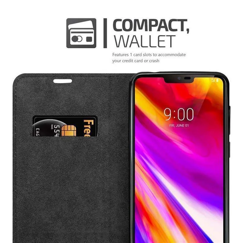 Cadorabo Hülle kompatibel mit LG G7 ThinQ / FIT / ONE Schutzhülle mit Magnetverschluss, Standfunktion und Kartenfach