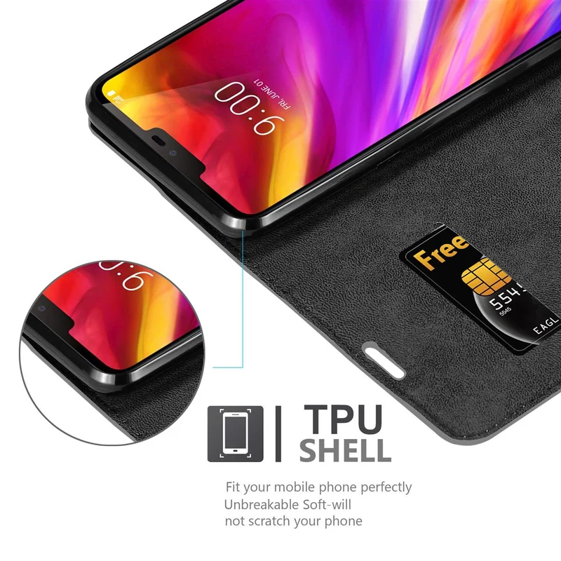 Cadorabo Hülle kompatibel mit LG G7 ThinQ / FIT / ONE Schutzhülle mit Magnetverschluss, Standfunktion und Kartenfach