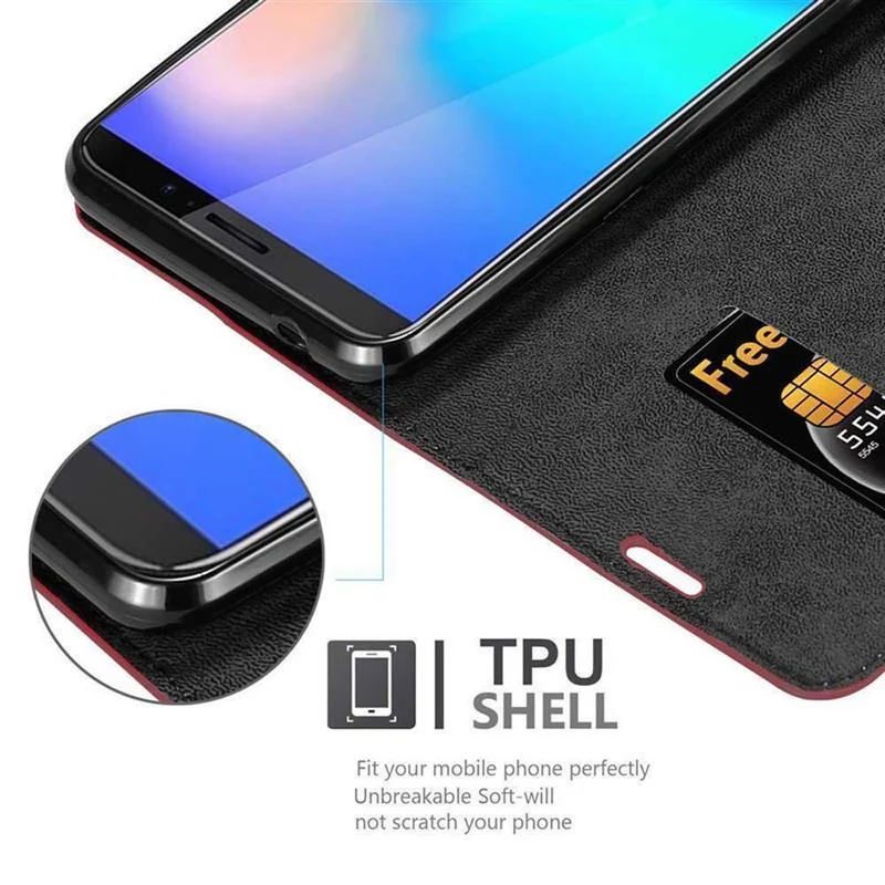 Cadorabo Hülle kompatibel mit Cubot J3 PRO Schutzhülle mit Magnetverschluss, Standfunktion und Kartenfach