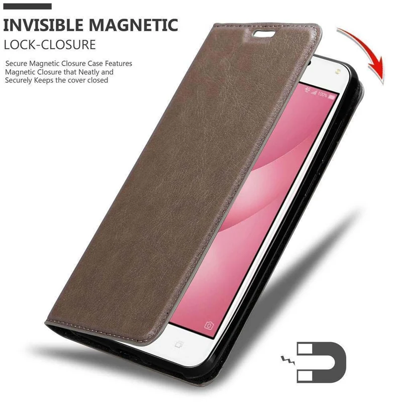 Cadorabo Hülle kompatibel mit Asus ZenFone 4 MAX (5.2 Zoll) Schutzhülle mit Magnetverschluss, Standfunktion und Kartenfach