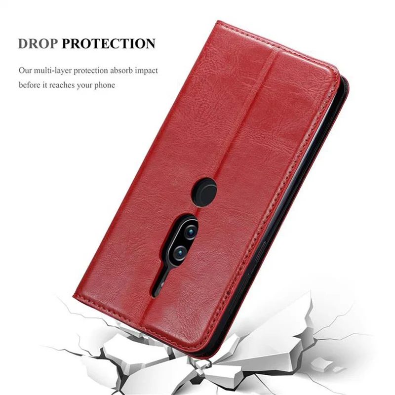 Cadorabo Hülle kompatibel mit Sony Xperia XZ2 PREMIUM Schutzhülle mit Magnetverschluss, Standfunktion und Kartenfach