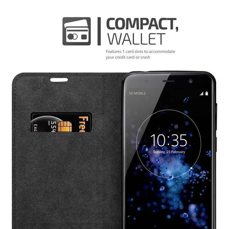 Cadorabo Hülle kompatibel mit Sony Xperia XZ2 PREMIUM Schutzhülle mit Magnetverschluss, Standfunktion und Kartenfach