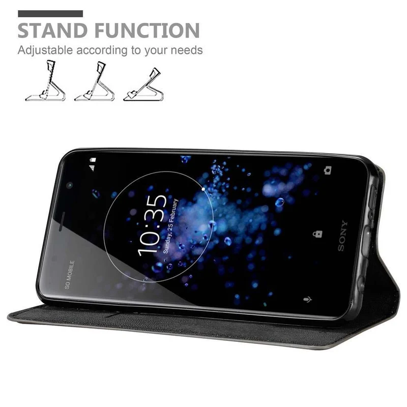 Cadorabo Hülle kompatibel mit Sony Xperia XZ2 PREMIUM Schutzhülle mit Magnetverschluss, Standfunktion und Kartenfach