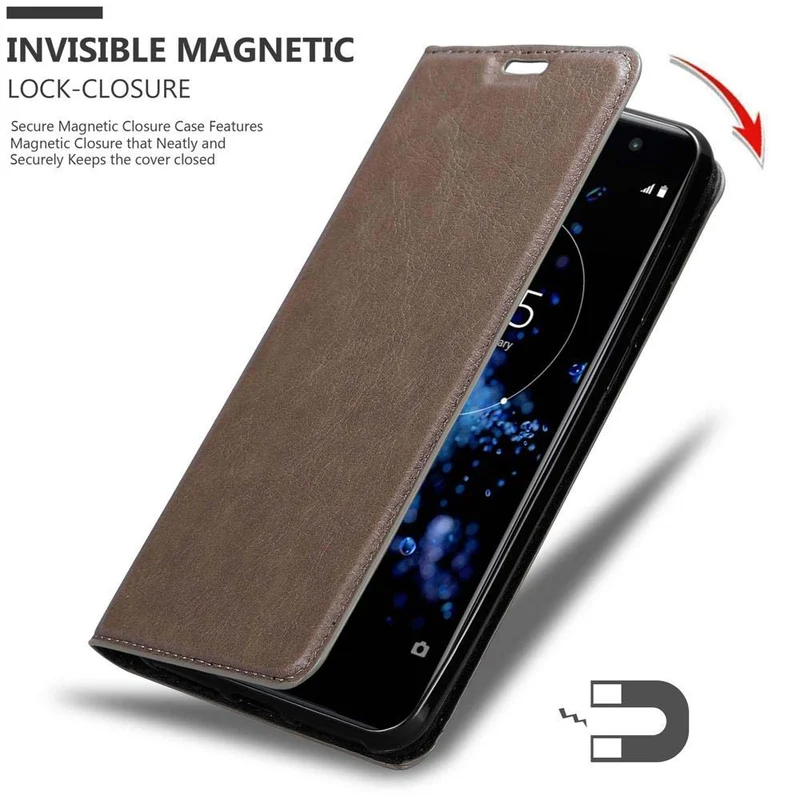Cadorabo Hülle kompatibel mit Sony Xperia XZ2 PREMIUM Schutzhülle mit Magnetverschluss, Standfunktion und Kartenfach