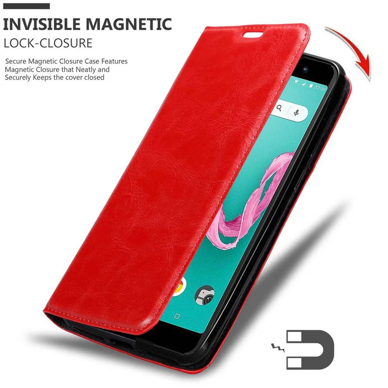 Cadorabo Hülle kompatibel mit WIKO LENNY 5 Schutzhülle mit Magnetverschluss, Standfunktion und Kartenfach