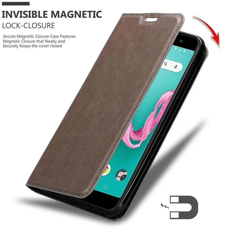 Cadorabo Hülle kompatibel mit WIKO LENNY 5 Schutzhülle mit Magnetverschluss, Standfunktion und Kartenfach