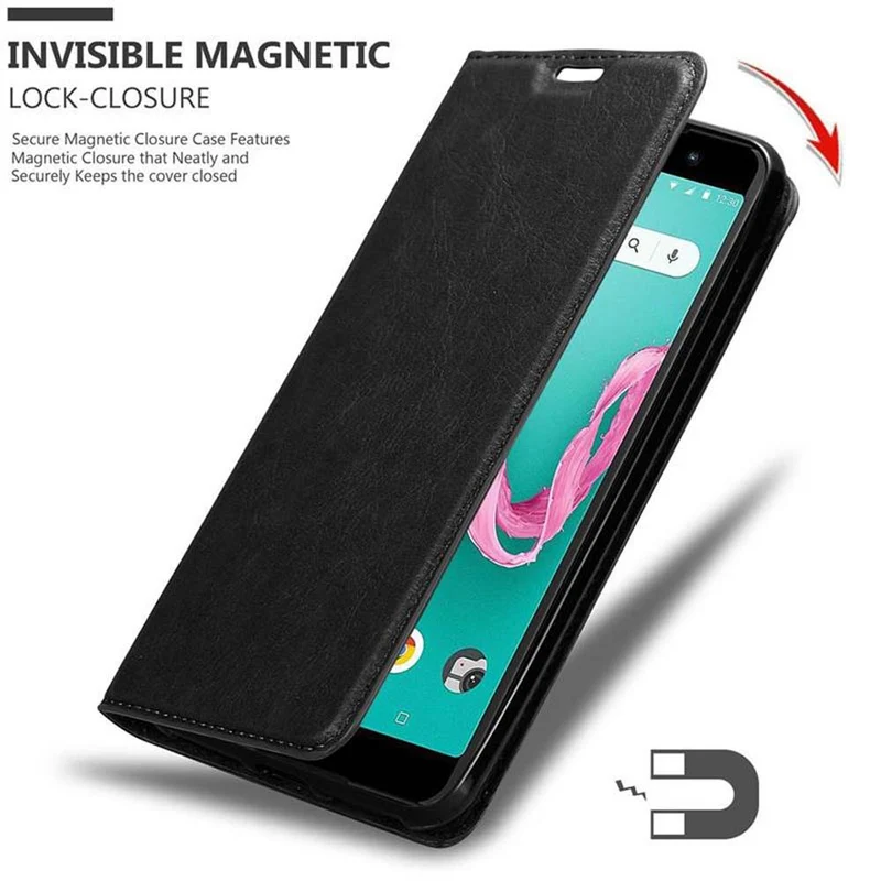 Cadorabo Hülle kompatibel mit WIKO LENNY 5 Schutzhülle mit Magnetverschluss, Standfunktion und Kartenfach