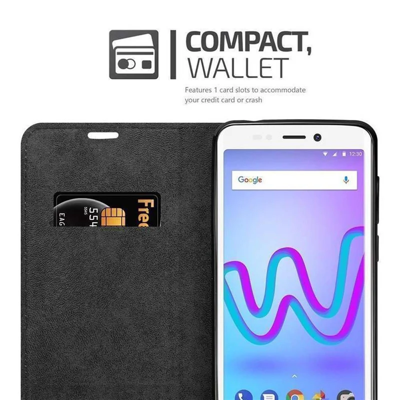 Cadorabo Hülle kompatibel mit WIKO JERRY 3 Schutzhülle mit Magnetverschluss, Standfunktion und Kartenfach