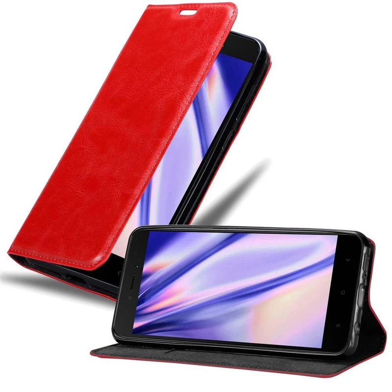 Cadorabo Hülle kompatibel mit Xiaomi RedMi 5A Schutzhülle mit Magnetverschluss, Standfunktion und Kartenfach