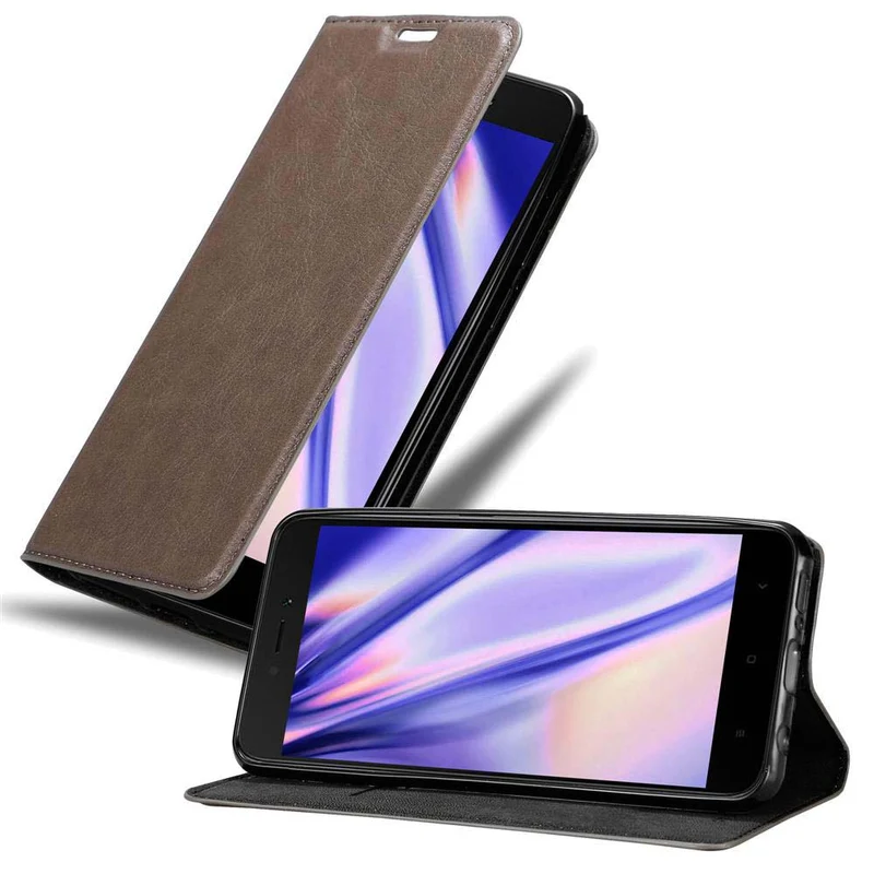 Cadorabo Hülle kompatibel mit Xiaomi RedMi 5A Schutzhülle mit Magnetverschluss, Standfunktion und Kartenfach