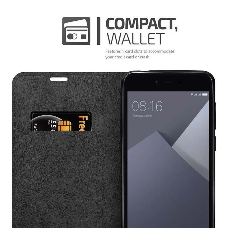 Cadorabo Hülle kompatibel mit Xiaomi RedMi NOTE 5A PRIME Schutzhülle mit Magnetverschluss, Standfunktion und Kartenfach
