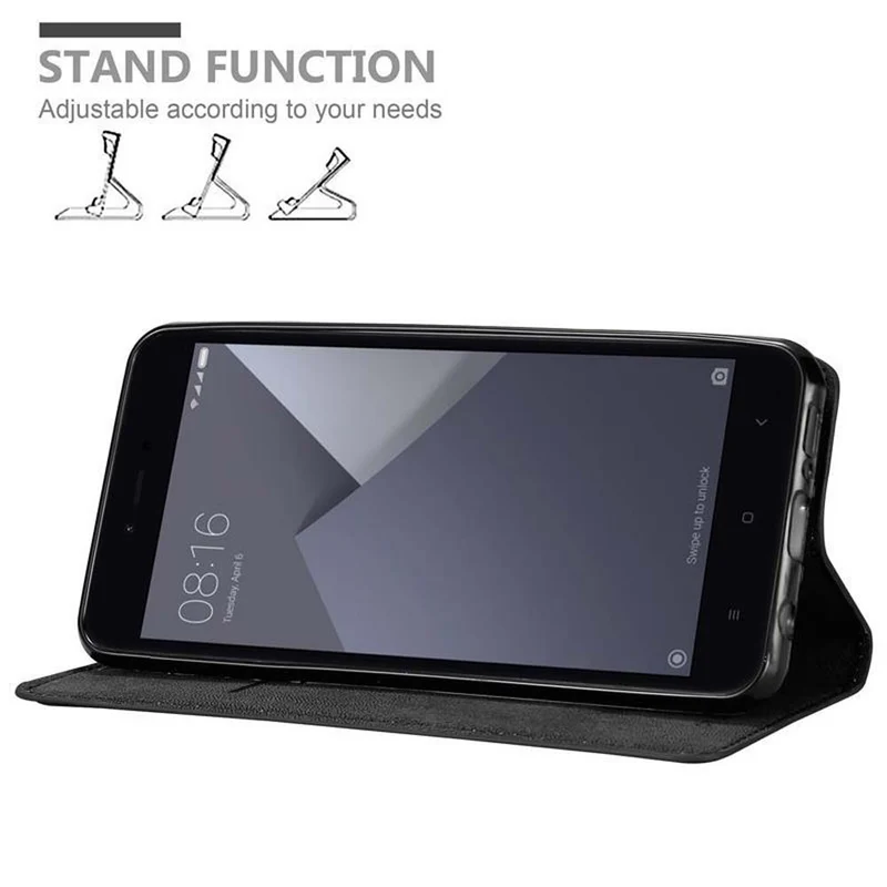 Cadorabo Hülle kompatibel mit Xiaomi RedMi NOTE 5A PRIME Schutzhülle mit Magnetverschluss, Standfunktion und Kartenfach