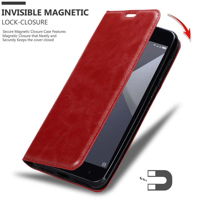 Cadorabo Hülle kompatibel mit Xiaomi RedMi NOTE 5A Schutzhülle mit Magnetverschluss, Standfunktion und Kartenfach