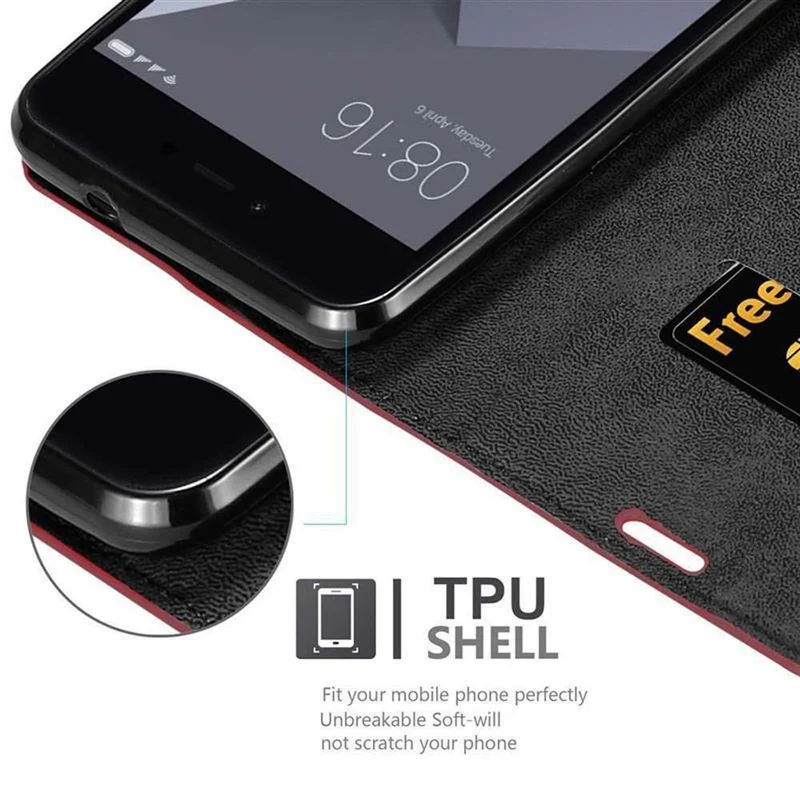 Cadorabo Hülle kompatibel mit Xiaomi RedMi NOTE 5A Schutzhülle mit Magnetverschluss, Standfunktion und Kartenfach