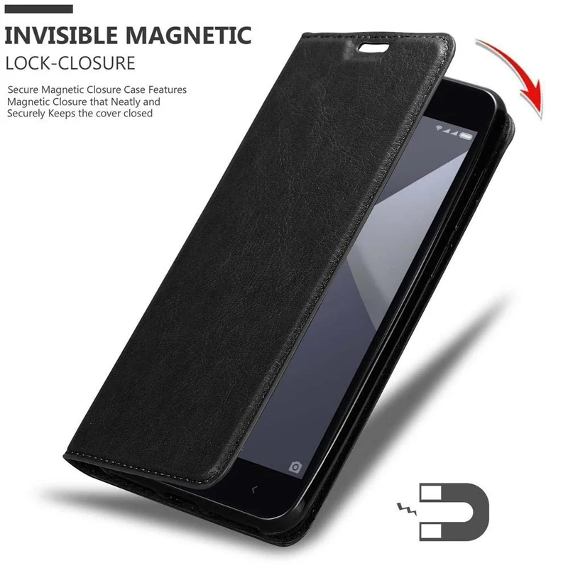 Cadorabo Hülle kompatibel mit Xiaomi RedMi NOTE 5A Schutzhülle mit Magnetverschluss, Standfunktion und Kartenfach