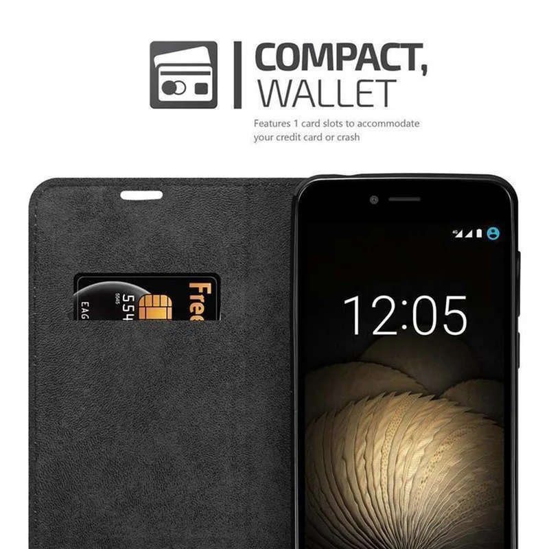 Cadorabo Hülle kompatibel mit BQ Aquaris U PLUS Schutzhülle mit Magnetverschluss, Standfunktion und Kartenfach