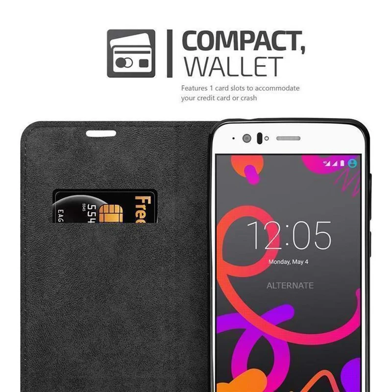 Cadorabo Hülle kompatibel mit BQ Aquaris M5 Schutzhülle mit Magnetverschluss, Standfunktion und Kartenfach