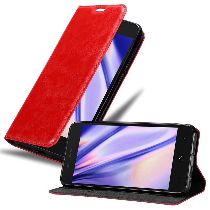 Cadorabo Hülle kompatibel mit BQ Aquaris X5 Schutzhülle mit Magnetverschluss, Standfunktion und Kartenfach