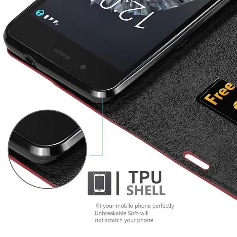 Cadorabo Hülle kompatibel mit BQ Aquaris X5 Schutzhülle mit Magnetverschluss, Standfunktion und Kartenfach