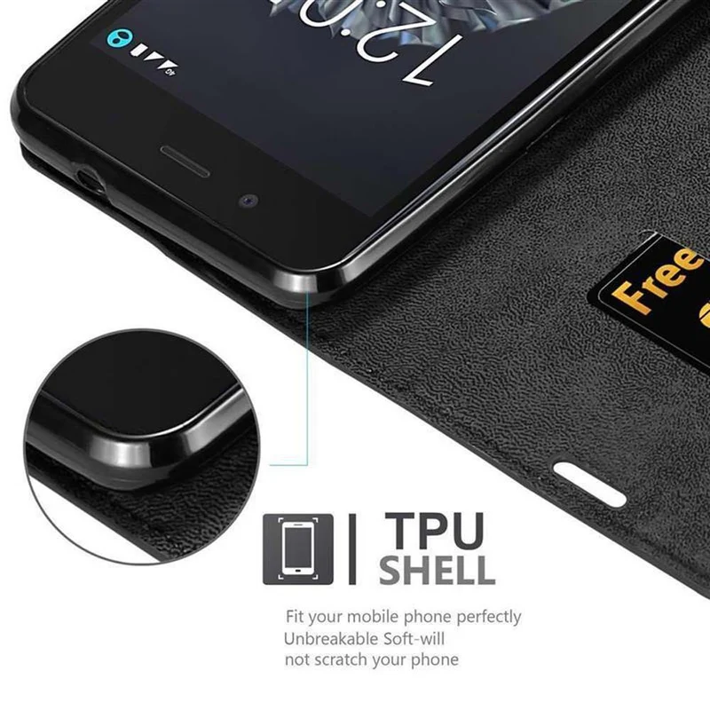 Cadorabo Hülle kompatibel mit BQ Aquaris X5 Schutzhülle mit Magnetverschluss, Standfunktion und Kartenfach