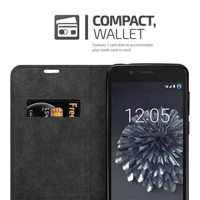 Cadorabo Hülle kompatibel mit BQ Aquaris X5 Schutzhülle mit Magnetverschluss, Standfunktion und Kartenfach