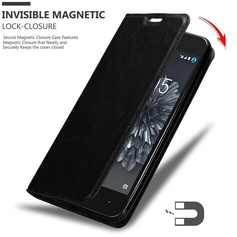 Cadorabo Hülle kompatibel mit BQ Aquaris X5 Schutzhülle mit Magnetverschluss, Standfunktion und Kartenfach