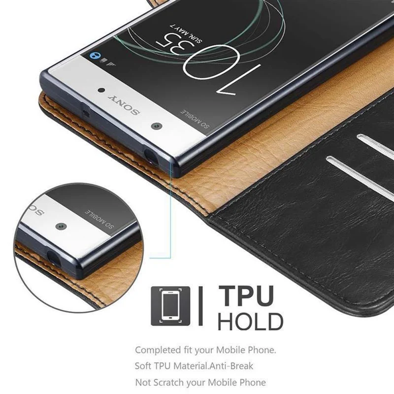 Cadorabo Hülle kompatibel mit Sony Xperia XA1 Schutzhülle mit Magnetverschluss, Standfunktion und Kartenfach