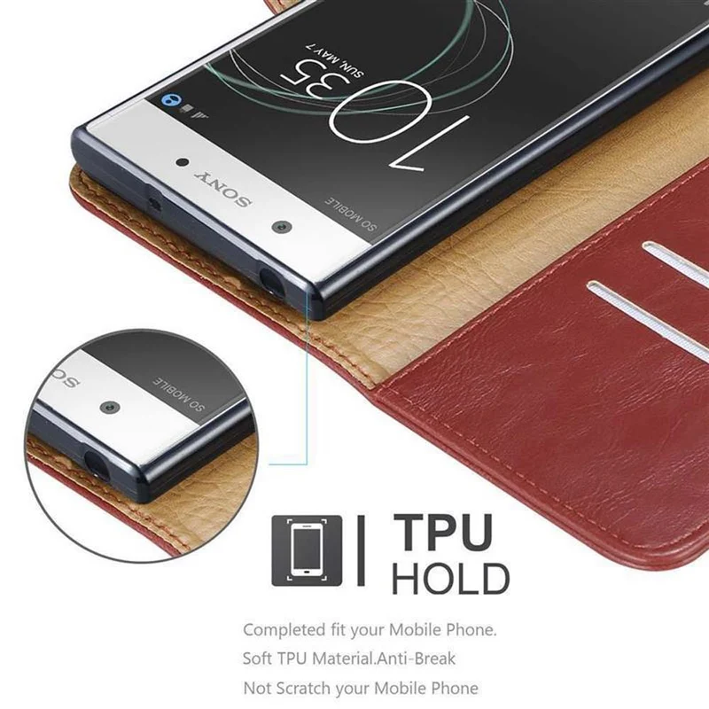 Cadorabo Hülle kompatibel mit Sony Xperia XA1 Schutzhülle mit Magnetverschluss, Standfunktion und Kartenfach