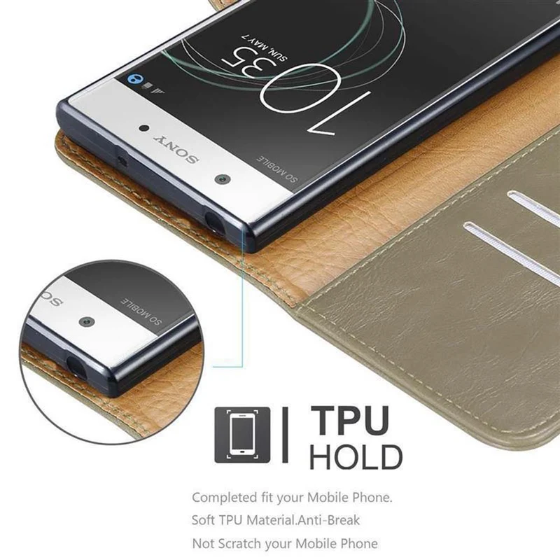 Cadorabo Hülle kompatibel mit Sony Xperia XA1 Schutzhülle mit Magnetverschluss, Standfunktion und Kartenfach