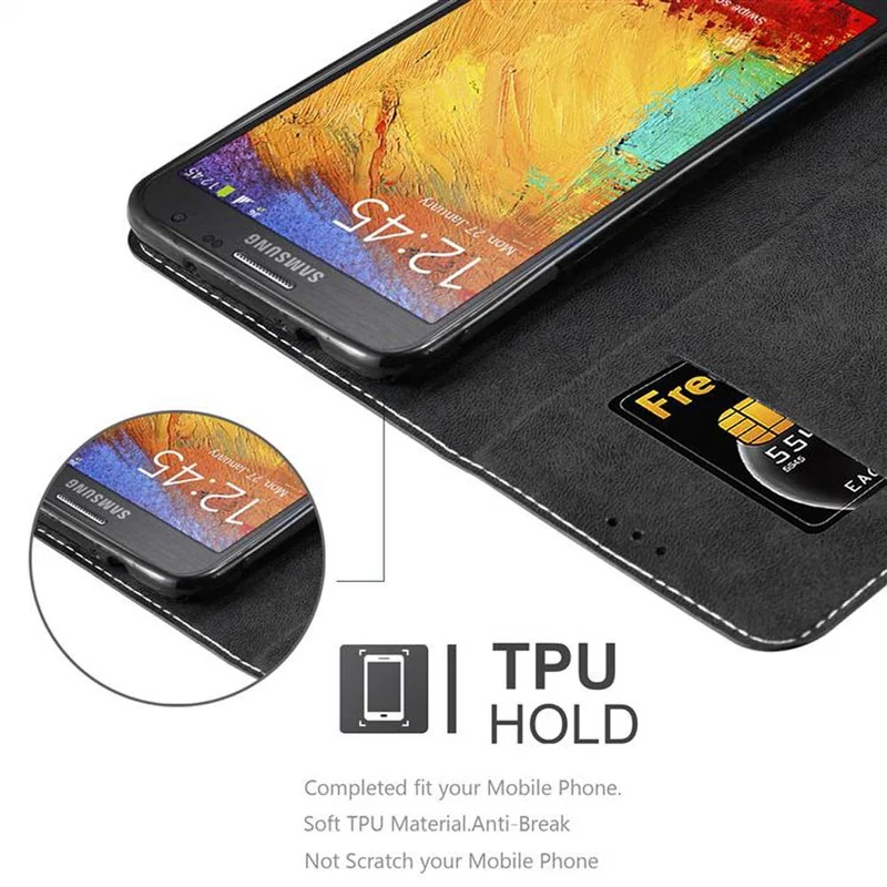 Cadorabo Hülle kompatibel mit Samsung Galaxy NOTE 3 NEO Schutzhülle mit Magnetverschluss, Standfunktion und Kartenfach