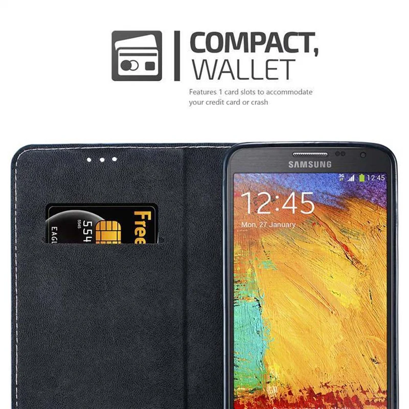 Cadorabo Hülle kompatibel mit Samsung Galaxy NOTE 3 NEO Schutzhülle mit Magnetverschluss, Standfunktion und Kartenfach