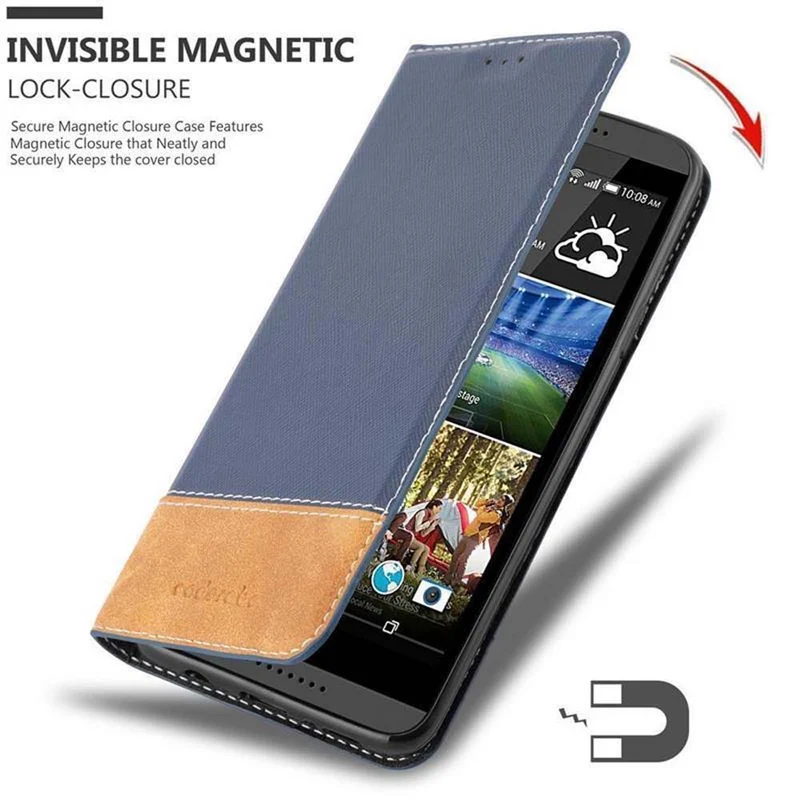 Cadorabo Hülle kompatibel mit HTC Desire 820 Schutzhülle mit Magnetverschluss, Standfunktion und Kartenfach
