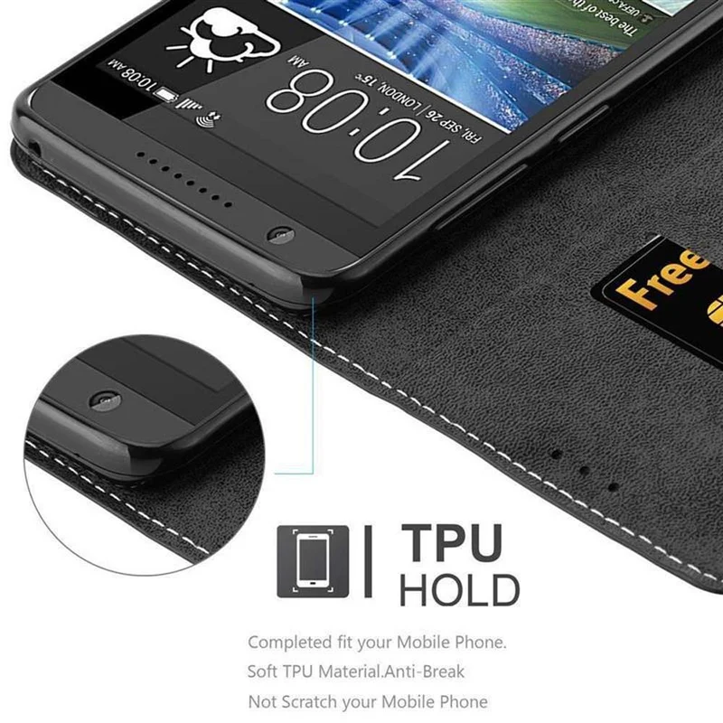 Cadorabo Hülle kompatibel mit HTC Desire 820 Schutzhülle mit Magnetverschluss, Standfunktion und Kartenfach