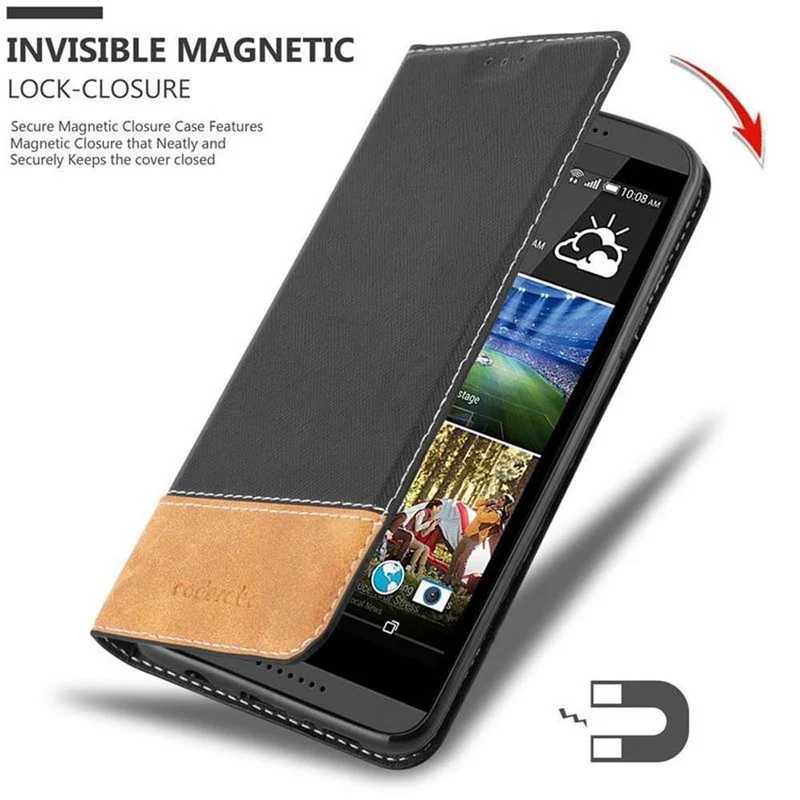 Cadorabo Hülle kompatibel mit HTC Desire 820 Schutzhülle mit Magnetverschluss, Standfunktion und Kartenfach