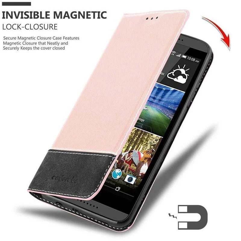 Cadorabo Hülle kompatibel mit HTC Desire 820 Schutzhülle mit Magnetverschluss, Standfunktion und Kartenfach