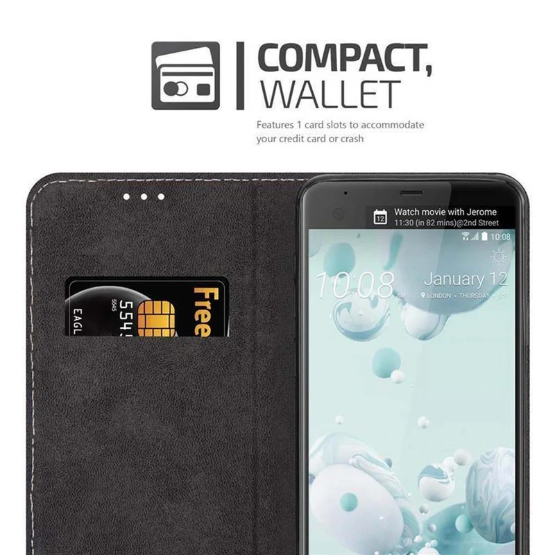 Cadorabo Hülle kompatibel mit HTC U ULTRA Schutzhülle mit Magnetverschluss, Standfunktion und Kartenfach