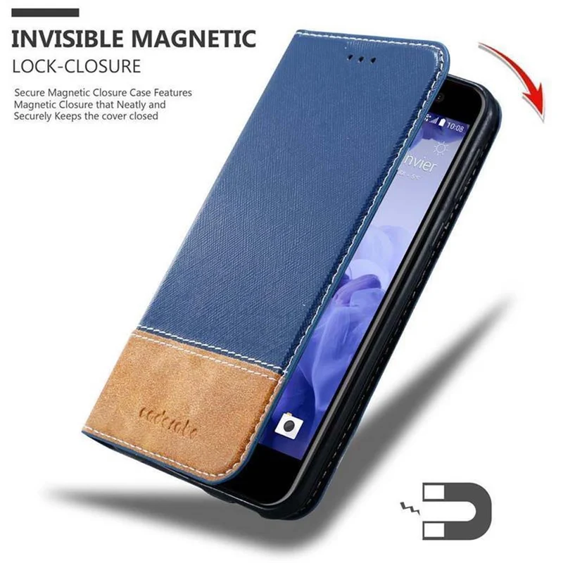 Cadorabo Hülle kompatibel mit HTC U PLAY Schutzhülle mit Magnetverschluss, Standfunktion und Kartenfach