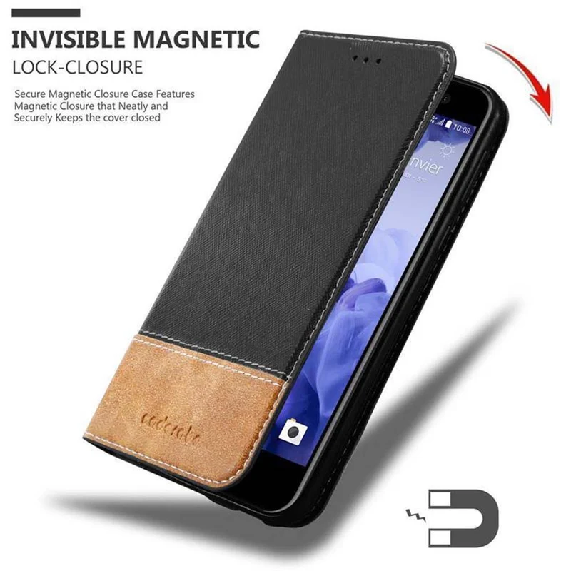 Cadorabo Hülle kompatibel mit HTC U PLAY Schutzhülle mit Magnetverschluss, Standfunktion und Kartenfach