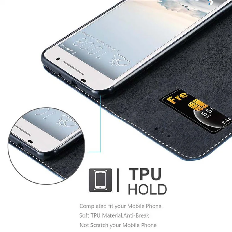 Cadorabo Hülle kompatibel mit HTC ONE A9 Schutzhülle mit Magnetverschluss, Standfunktion und Kartenfach