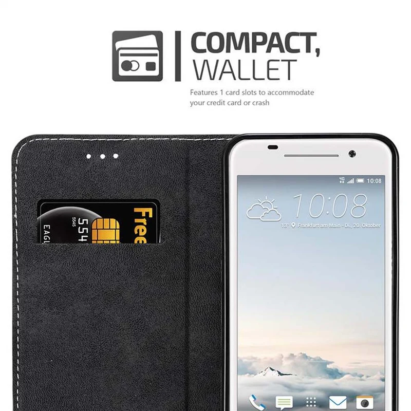 Cadorabo Hülle kompatibel mit HTC ONE A9 Schutzhülle mit Magnetverschluss, Standfunktion und Kartenfach