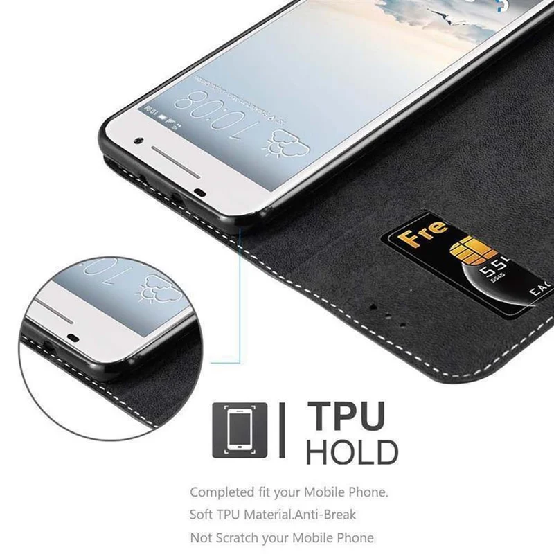Cadorabo Hülle kompatibel mit HTC ONE A9 Schutzhülle mit Magnetverschluss, Standfunktion und Kartenfach