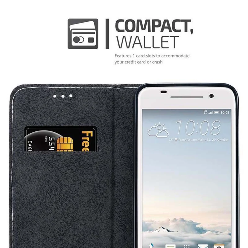 Cadorabo Hülle kompatibel mit HTC ONE A9 Schutzhülle mit Magnetverschluss, Standfunktion und Kartenfach