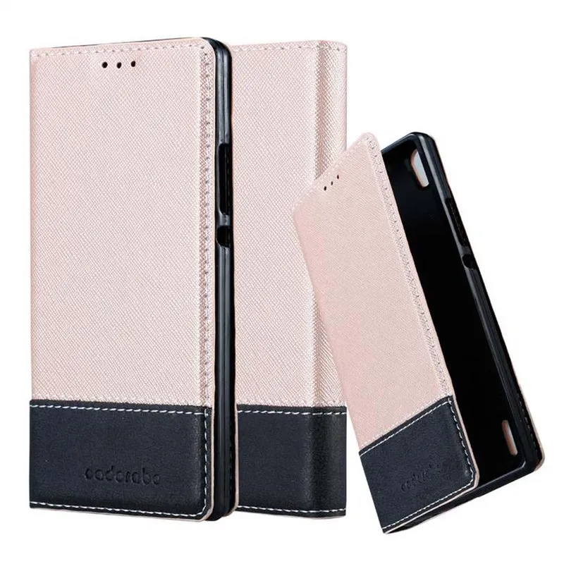 Cadorabo Hülle kompatibel mit Huawei ASCEND P7 Schutzhülle mit Magnetverschluss, Standfunktion und Kartenfach