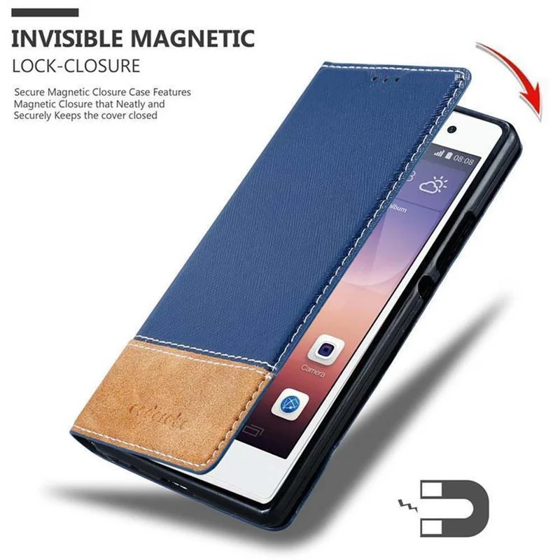 Cadorabo Hülle kompatibel mit Huawei ASCEND P7 Schutzhülle mit Magnetverschluss, Standfunktion und Kartenfach