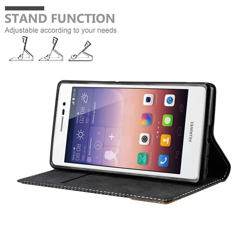 Cadorabo Hülle kompatibel mit Huawei ASCEND P7 Schutzhülle mit Magnetverschluss, Standfunktion und Kartenfach