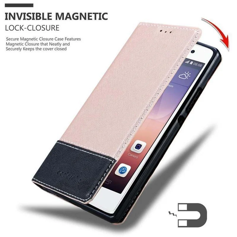 Cadorabo Hülle kompatibel mit Huawei ASCEND P7 Schutzhülle mit Magnetverschluss, Standfunktion und Kartenfach
