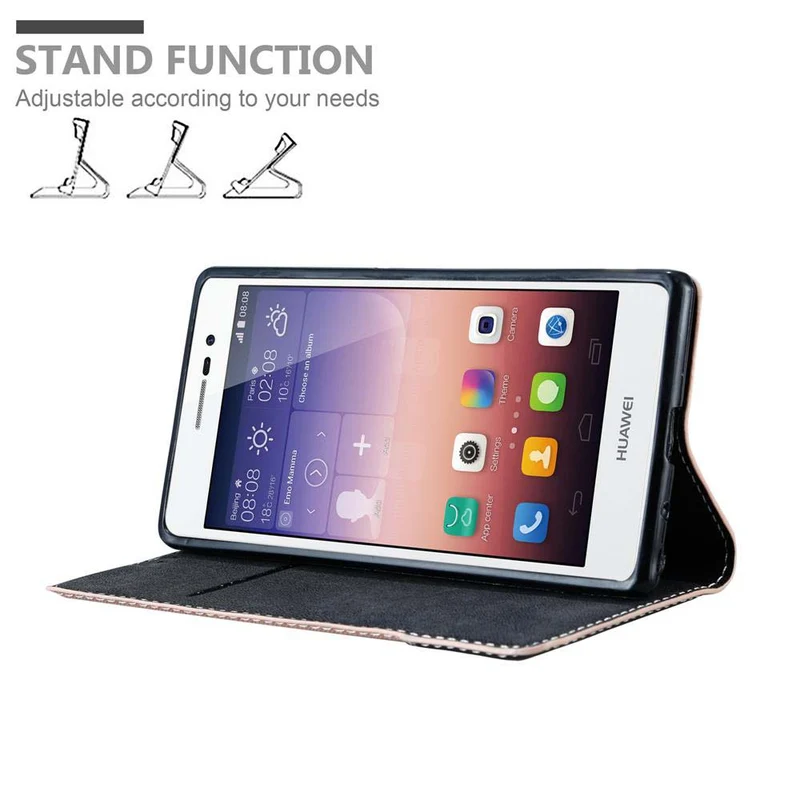 Cadorabo Hülle kompatibel mit Huawei ASCEND P7 Schutzhülle mit Magnetverschluss, Standfunktion und Kartenfach